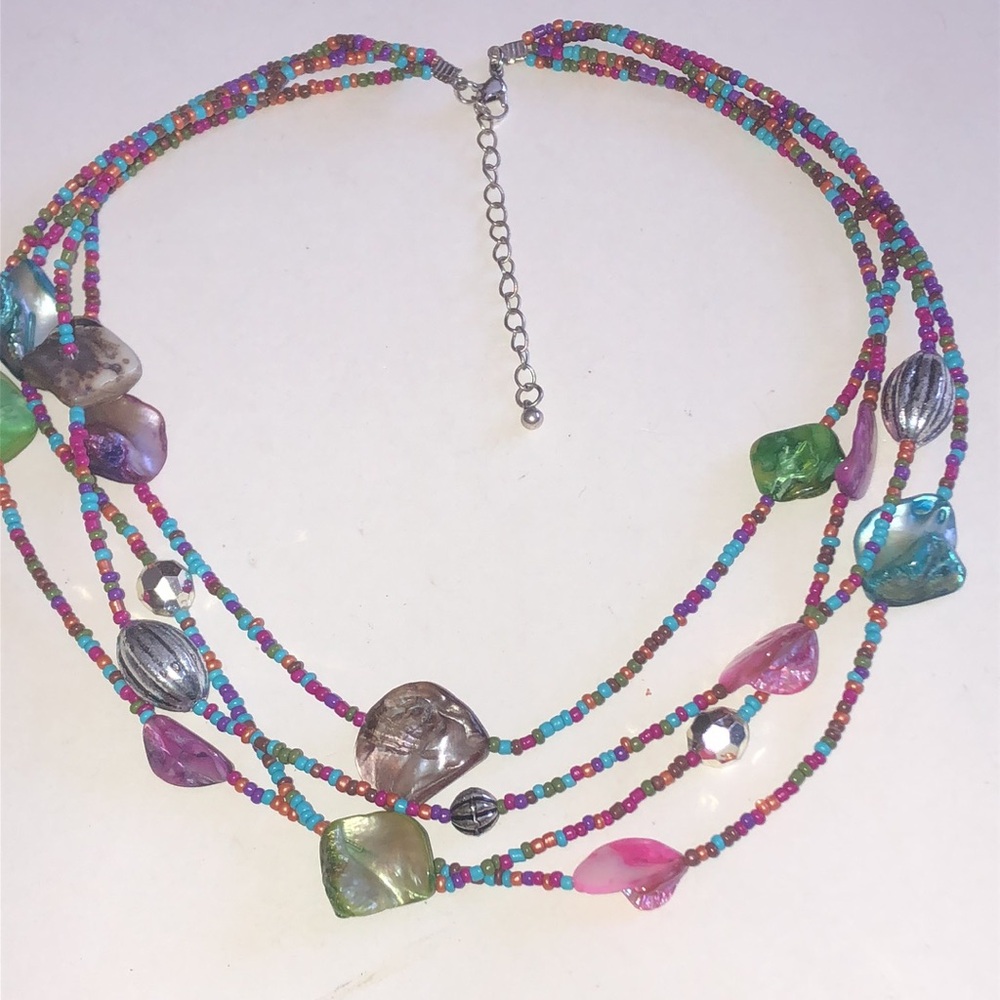 Multicolor Shell Beaded Boho Necklace - image 5